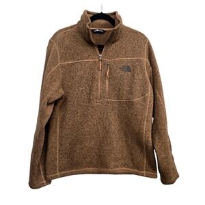 The North Face Men's Fleece 1/4 Zip Pullover Size M Brown Outdoor Hiking Jacket